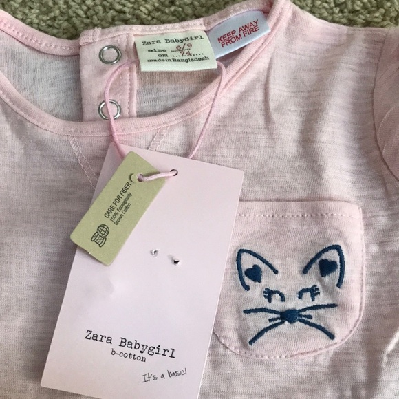 NWT! ZARA baby girl size 6/9 months pink Long sleeve tee - Picture 2 of 6